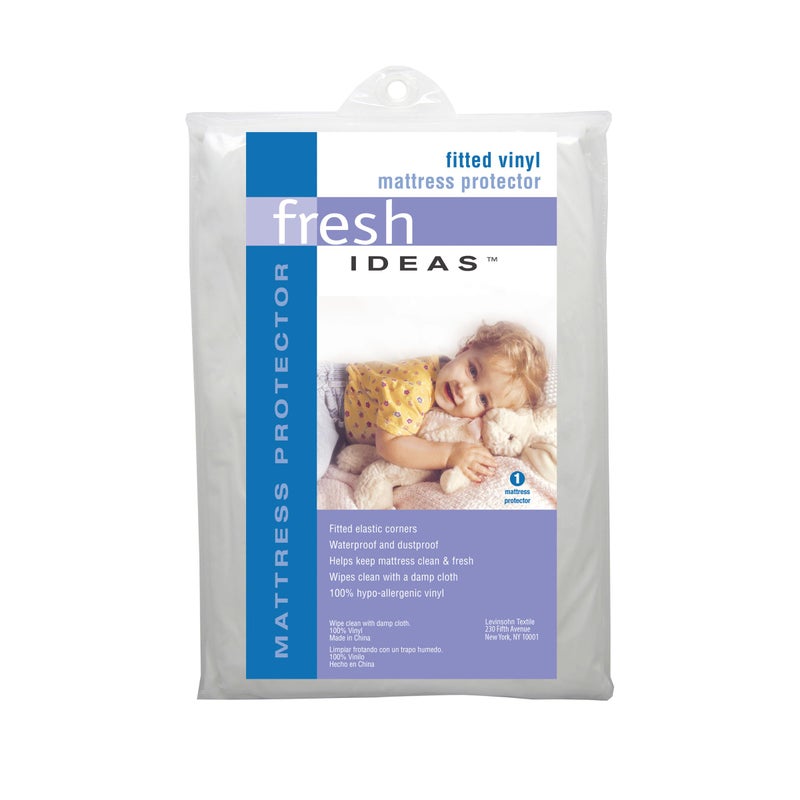 Fresh Ideas Fitted Vinyl Mattress Protector, Waterproof, Hypoallergenic, 14" Pockets, King - Image 1